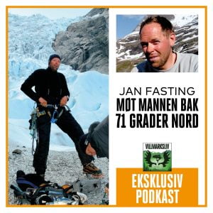 Bilde av Jan Fasting foran brefall. Mannen bak 71 grader nord programmet på TV Norge.